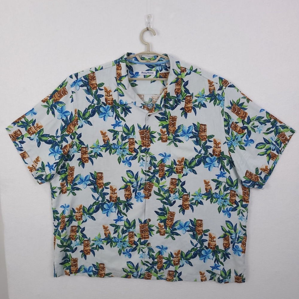 Tommy Bahama Mens Button-Down Camp Shirt Silk  3XLB Big‎ Floral Hawaiian